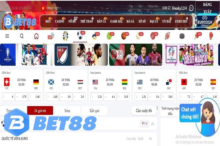 Có nhiều thể loại cá cược thể thao tại Bet88