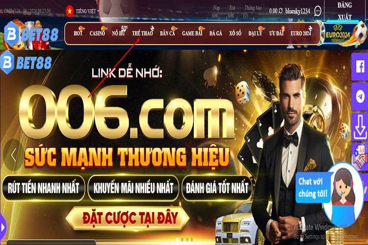 Chọn chuyên mục thể thao ở trang chủ